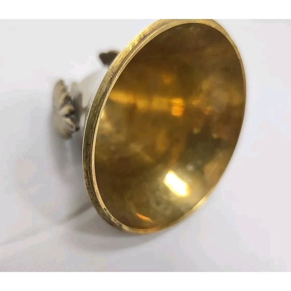 VINTAGE Brass Pear Lid/Top ONLY, Trinket Box,‎ Screw Top, Two Leaves On Stem